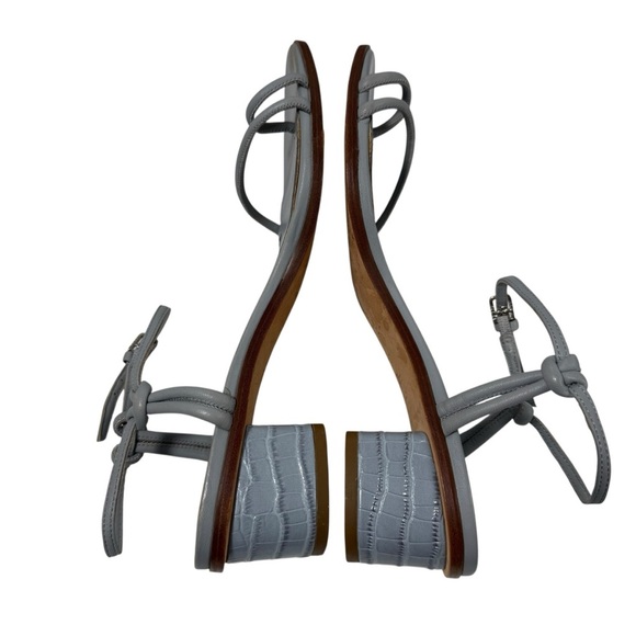 J. MCLAUGHLIN Helena Croc Embossed Sandals Block Heels Dusty Cloud Size 10 - Picture 3 of 8